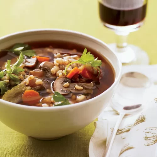 bowl of mushroom barley soup