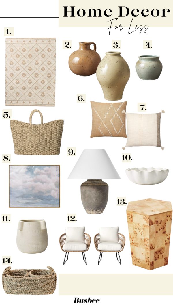 a mood board with various home decor items