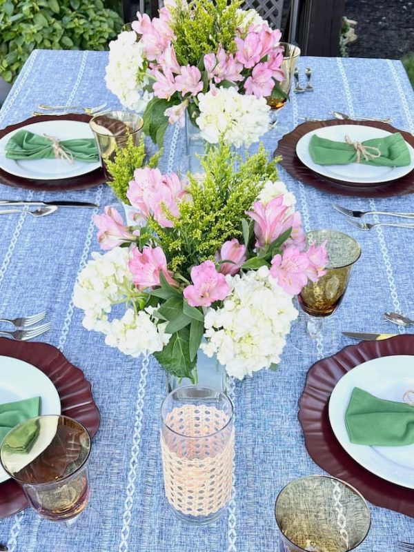 a bouquet of flowers as a table centerpiece