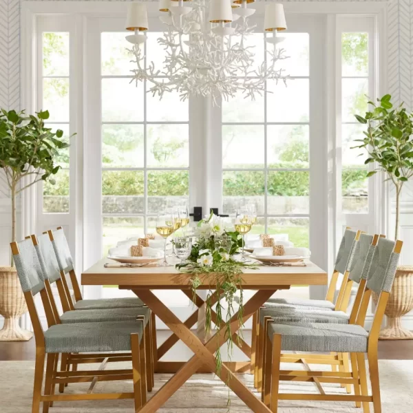 dining table in front of a large window