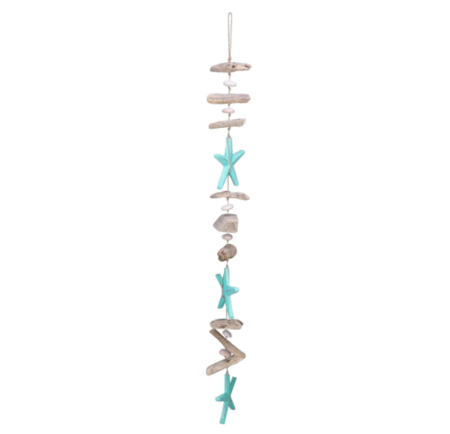 a coastal starfish and driftwood hanging drop