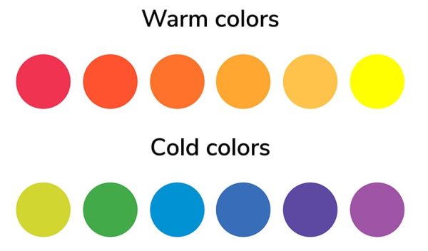 warm and cool colors on a white background